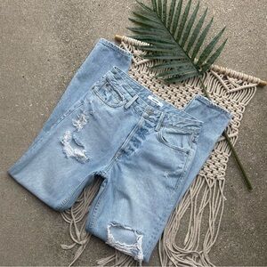 GRLFRND High Rise Distressed Jeans Size 25